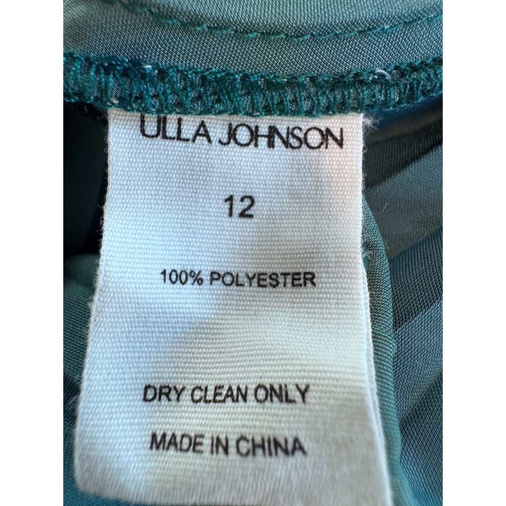 Ulla Johnson Delia Gown Jadeite Green Pleated Satin Maxi Dress Sleeveless Gown - Picture 10 of 10
